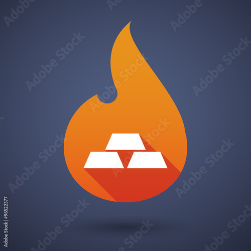 Long shadow vector flame icon with three gold bullions