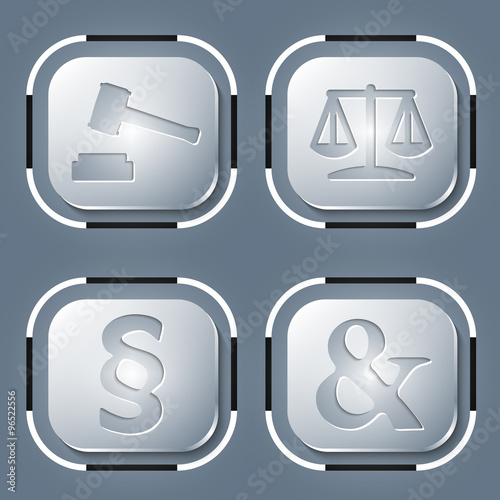 Set of four icon and justice symbol