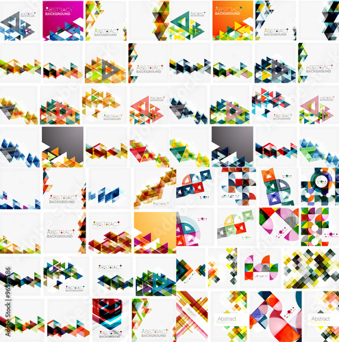 Huge mega collection of abstract geometric paper graphic layouts. Universal backgrounds, presentation templates or web covers