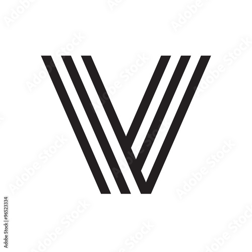 V letter formed by parallel lines.