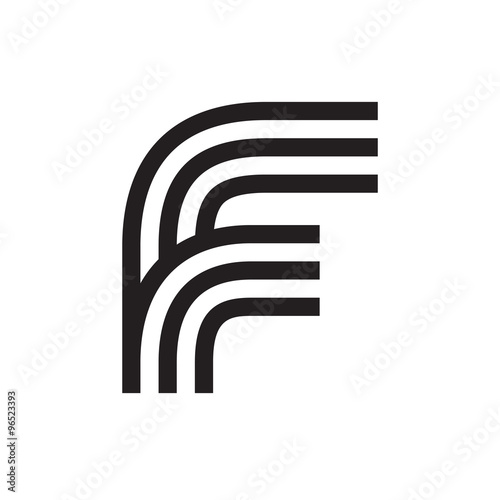 F letter formed by parallel lines.