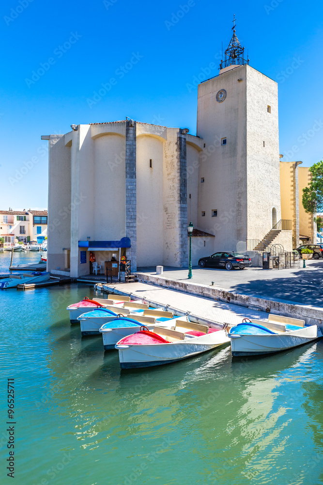 Old Church And Boats In Port Grimaud-France