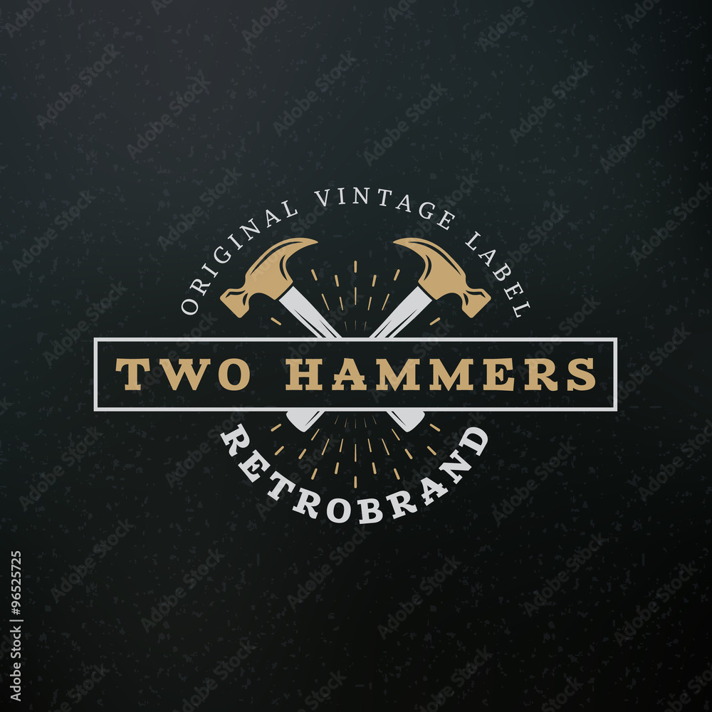 Crossed Hammers. Vintage Retro Design Elements for Logotype, Insignia