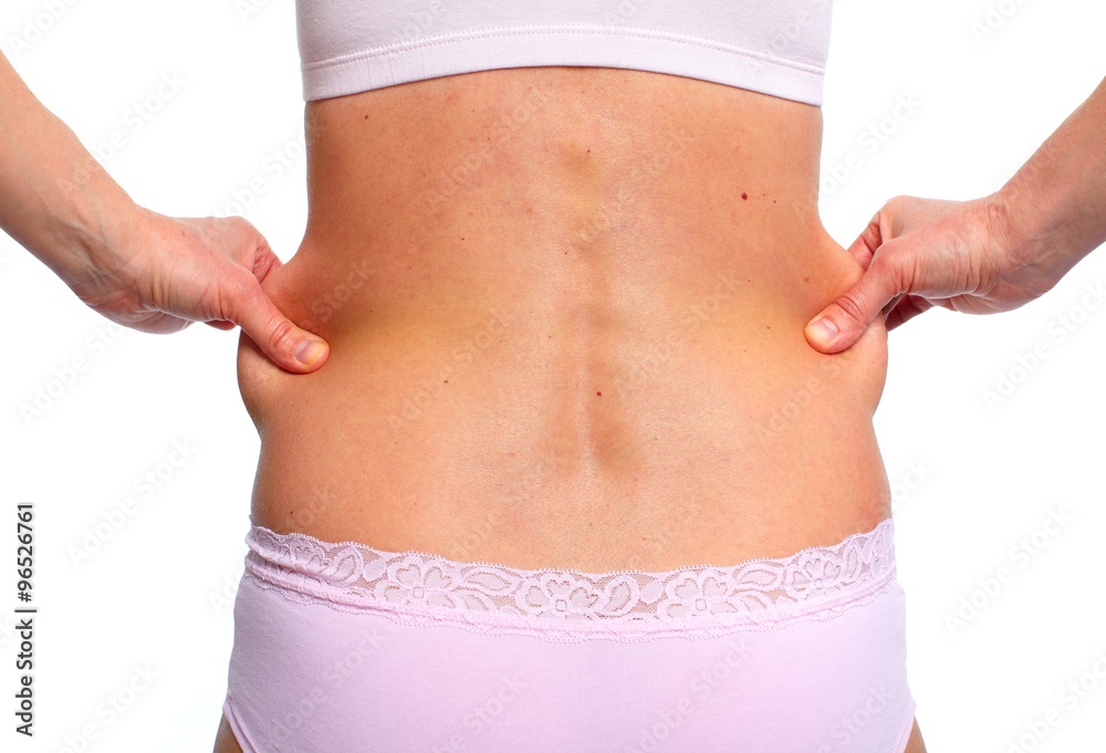 Woman with fat belly. Woman with fat belly.