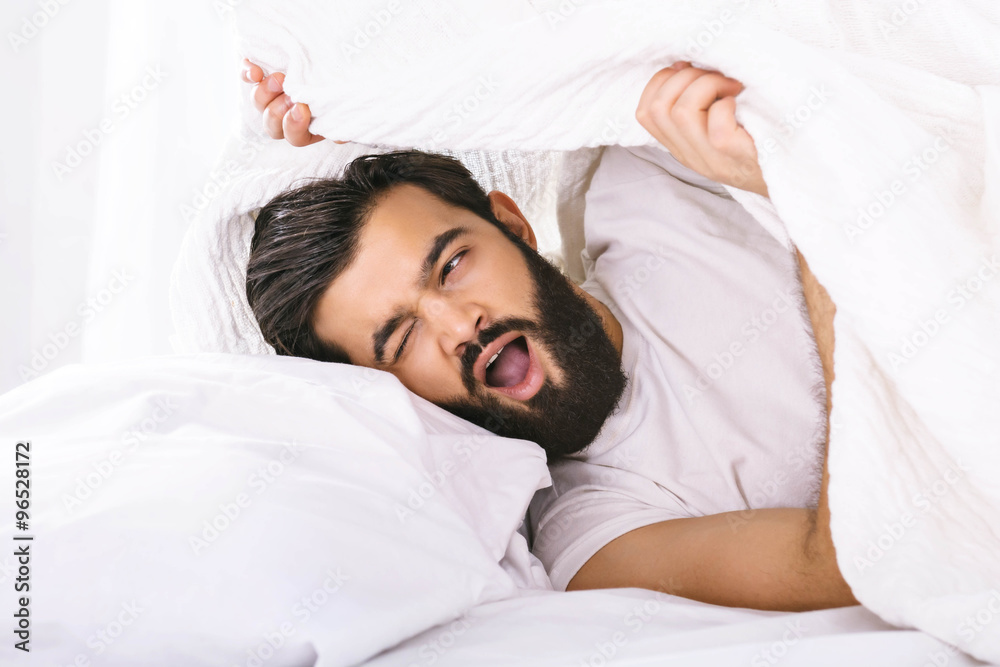 Sleepy young man in the morning Sleepy young man in the morning