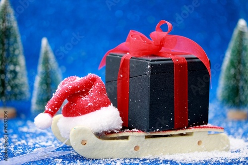 christmas present on winter background  photo