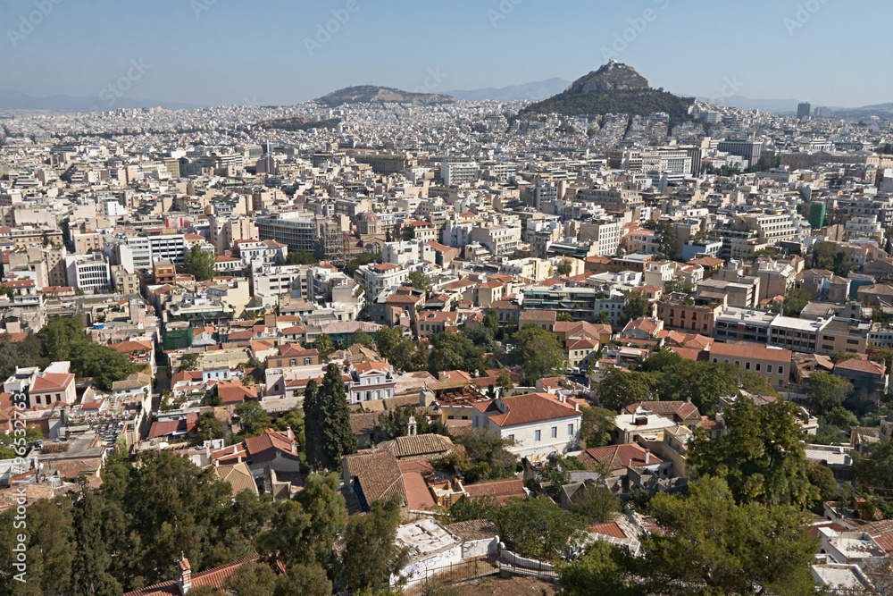 Greece, Athens. View of the city and Lycabettus Hill