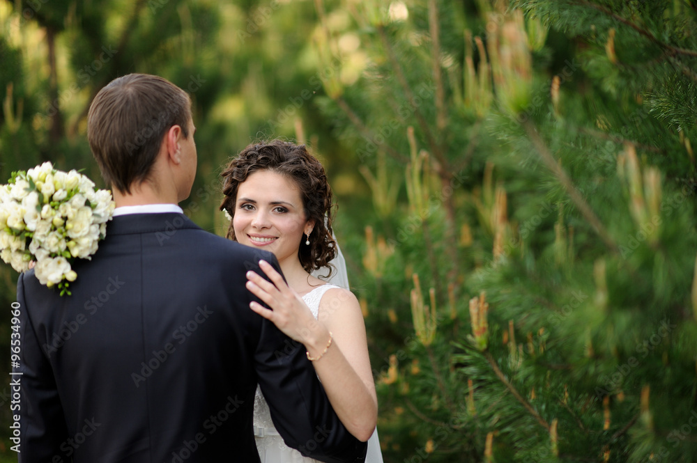 Happy bride and groom on their wedding