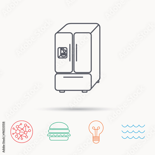 American fridge icon. Refrigerator with ice sign