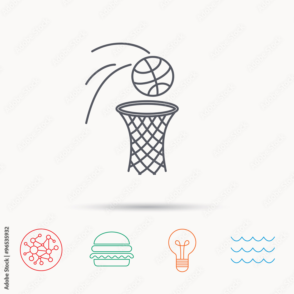 Basketball icon. Basket with ball sign.