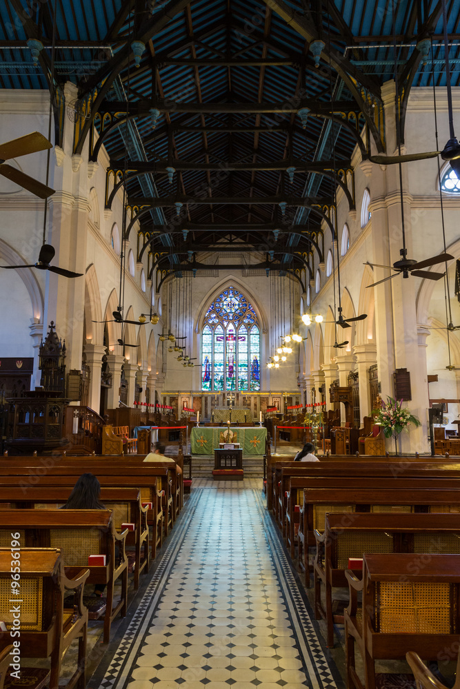 Inside the St. John's Cathedral in Hong Kong, China.