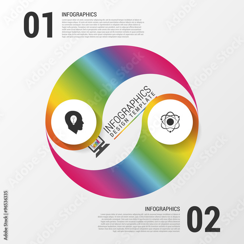 Modern business circle yin yang style options banner with icons. Vector illustration