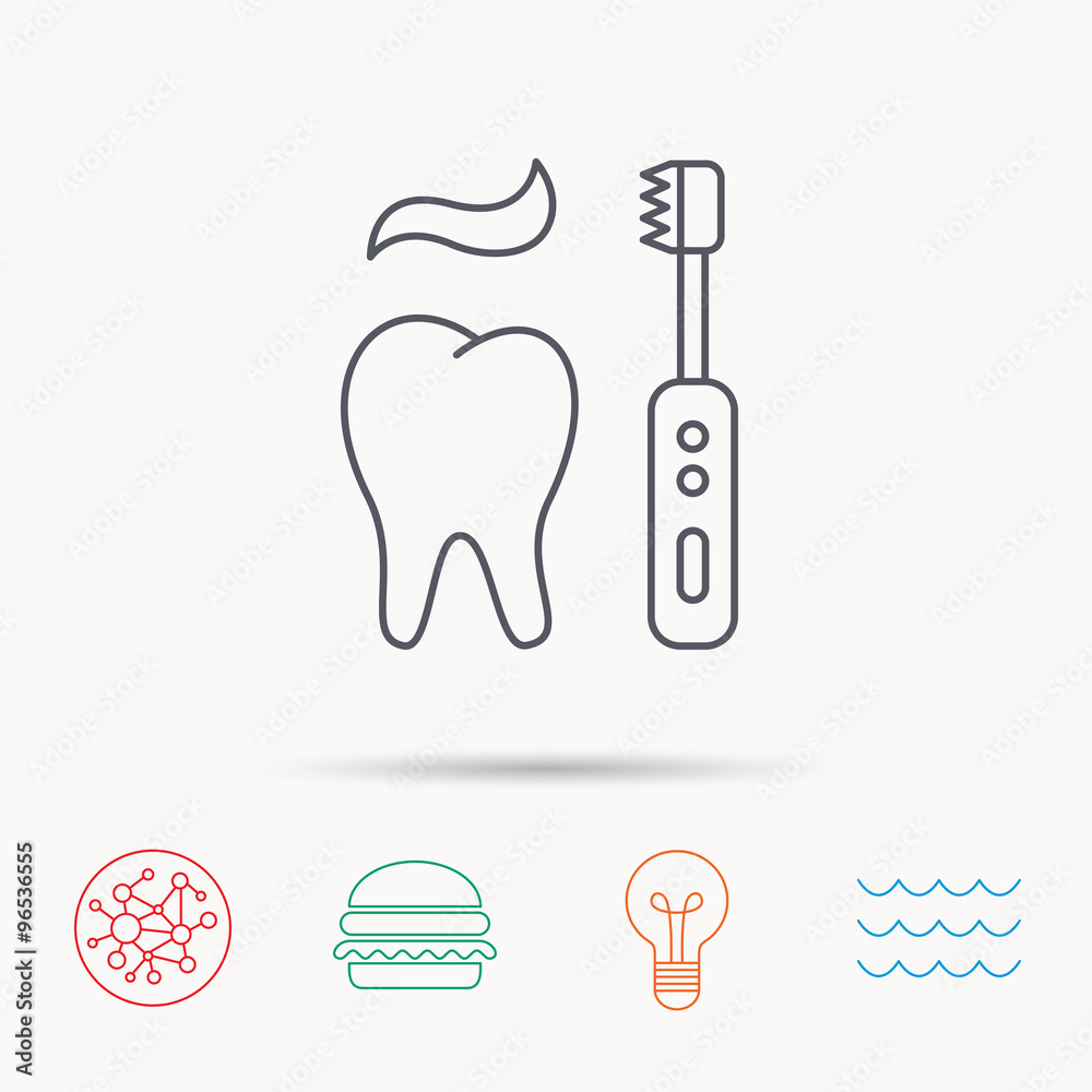 Brushing teeth icon. Electric toothbrush sign. Brushing teeth icon. Electric toothbrush sign.