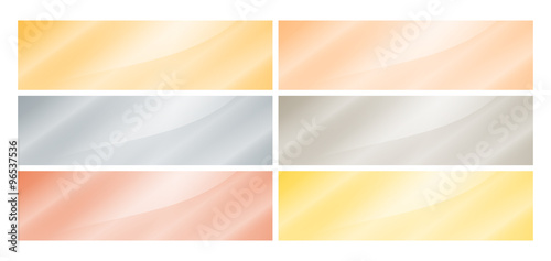 Set of empty vector glossy rectangular banners of gold, platinum, silver, copper, brass