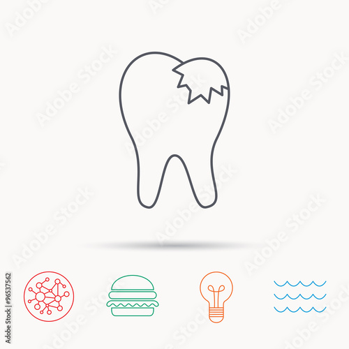 Dental fillings icon. Tooth restoration sign.