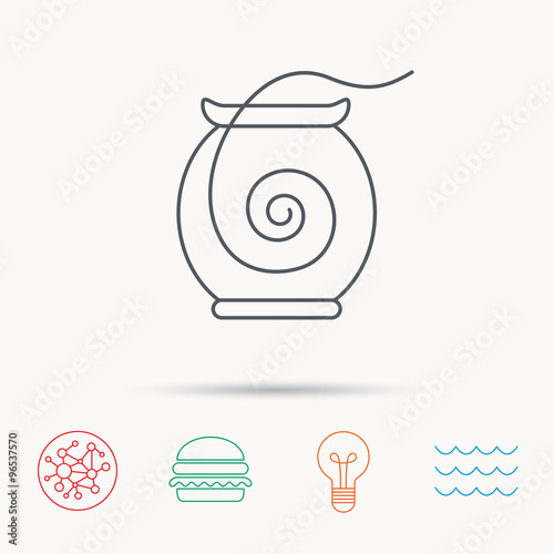 Dental floss icon. Teeth cleaning sign.