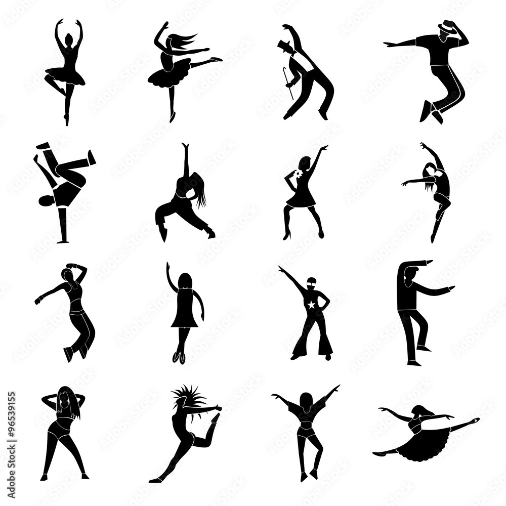 Dances simple icons set