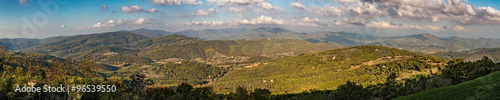 Panoramic of Umbrian hills in Italy taken from Preggio