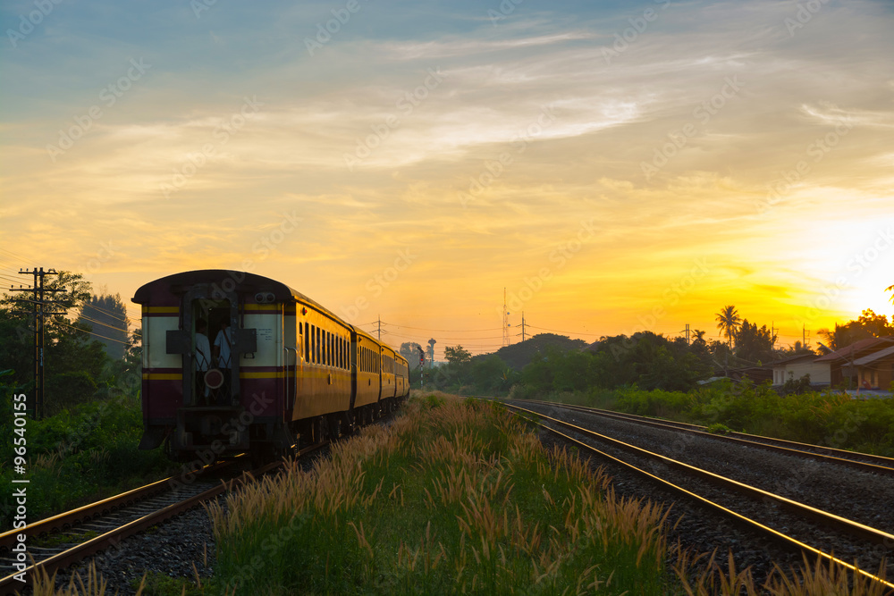 Obraz premium Train Running over Rural Railway