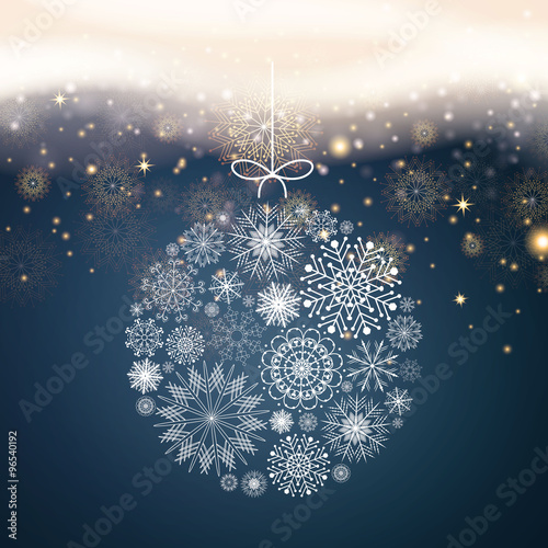 Vector Illustration of a Christmas Background with Snowflakes