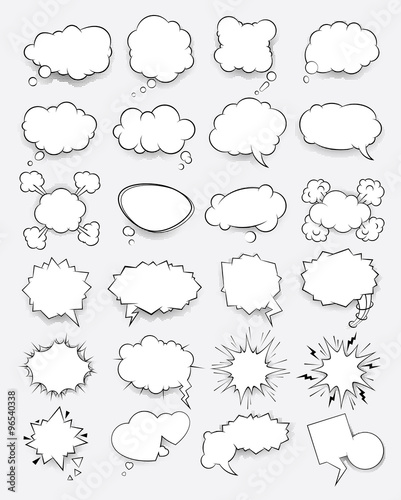 Set of vector clouds in the style of comics