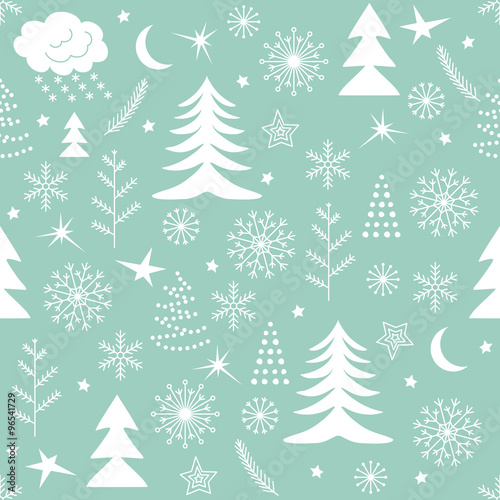 Seamless Christmas pattern green © Extezy
