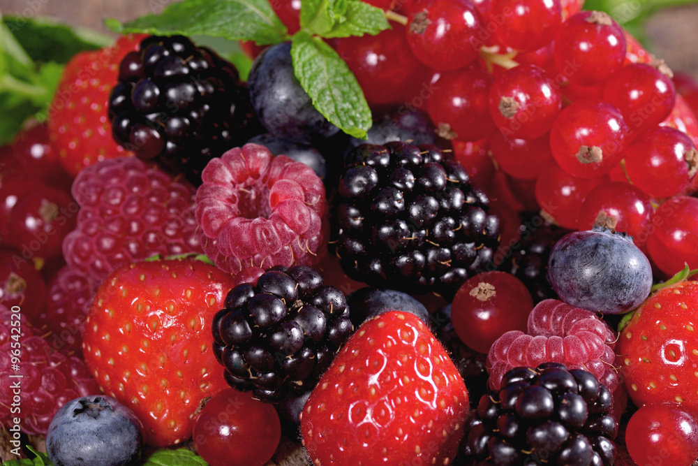 Fresh berries with mint leaves Fresh berries with mint leaves