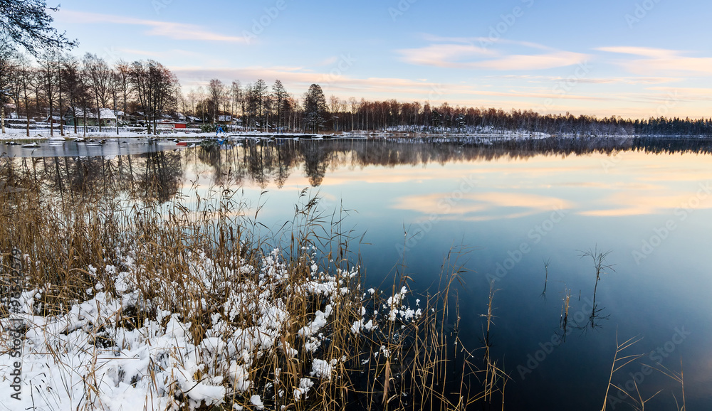 Swedish lake after first snow