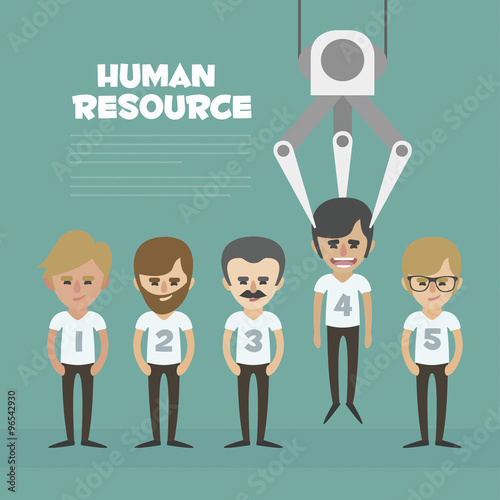 Vector Recruitment concept, human resources concept - Recruitment claw conveyor personal
