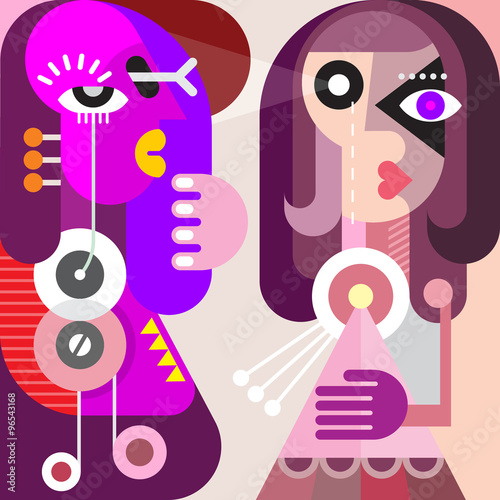 Abstract Portrait of Two Young Women