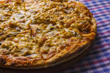 Pizza with meat and sweet corn