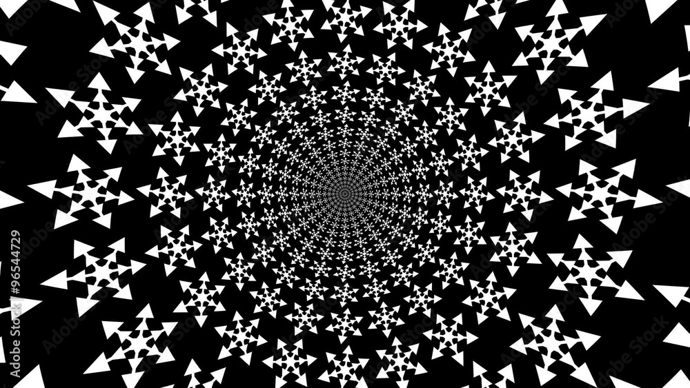 Concentric, dashing, rotating, abstract symbols, snowflakes - optical, visual illusion. set of snowflakes, departing from the center Concentric, dashing, rotating, abstract symbols, snowflakes - optical, visual illusion. set of snowflakes, departing from the center