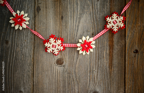 Christmas ornament on wood background