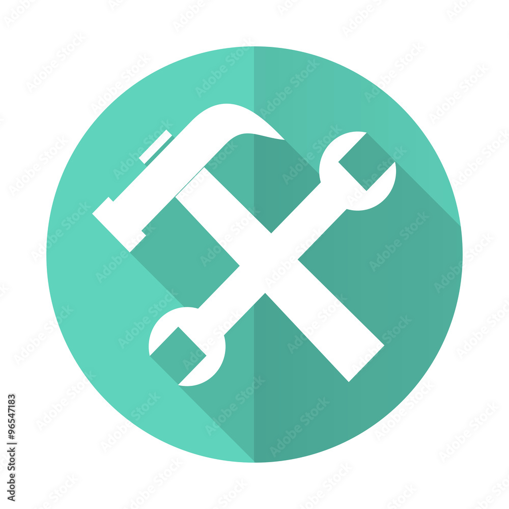 tool blue flat desgn circle icon with long shadow on white background tool blue flat desgn circle icon with long shadow on white background