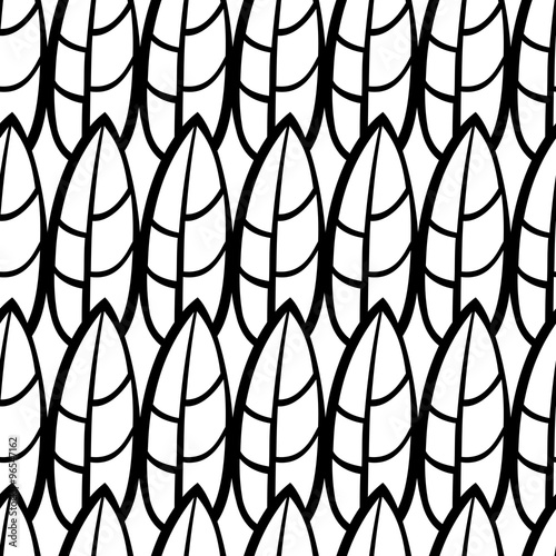 Black and white seamless pattern with fantasy flowers photo