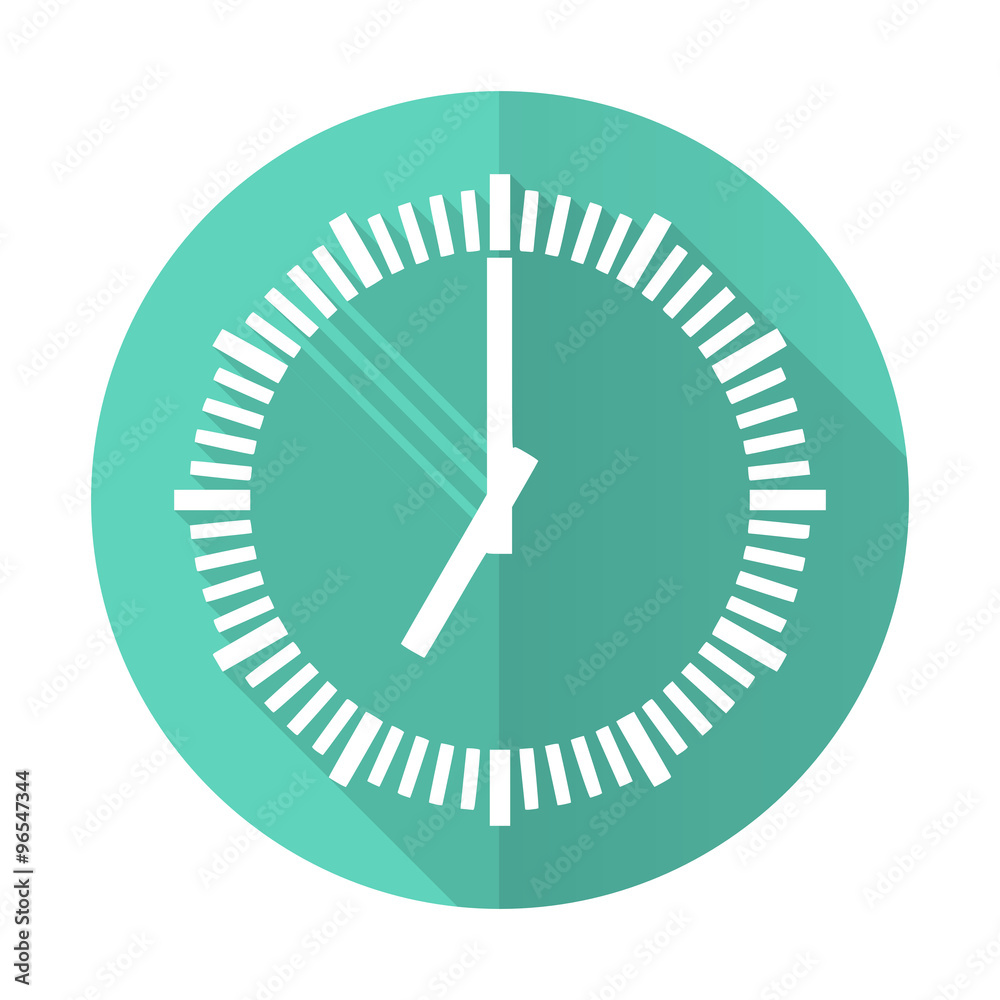 time blue flat desgn circle icon with long shadow on white background time blue flat desgn circle icon with long shadow on white background