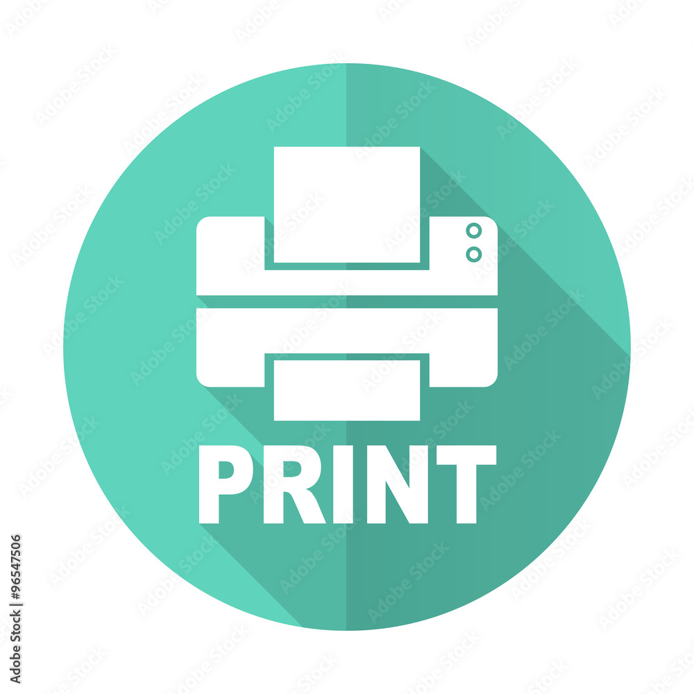 printer blue flat desgn circle icon with long shadow on white background printer blue flat desgn circle icon with long shadow on white background