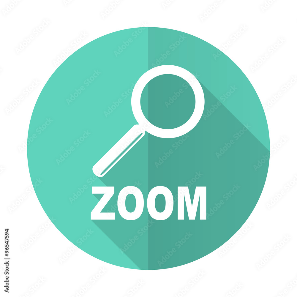 zoom blue flat desgn circle icon with long shadow on white background zoom blue flat desgn circle icon with long shadow on white background