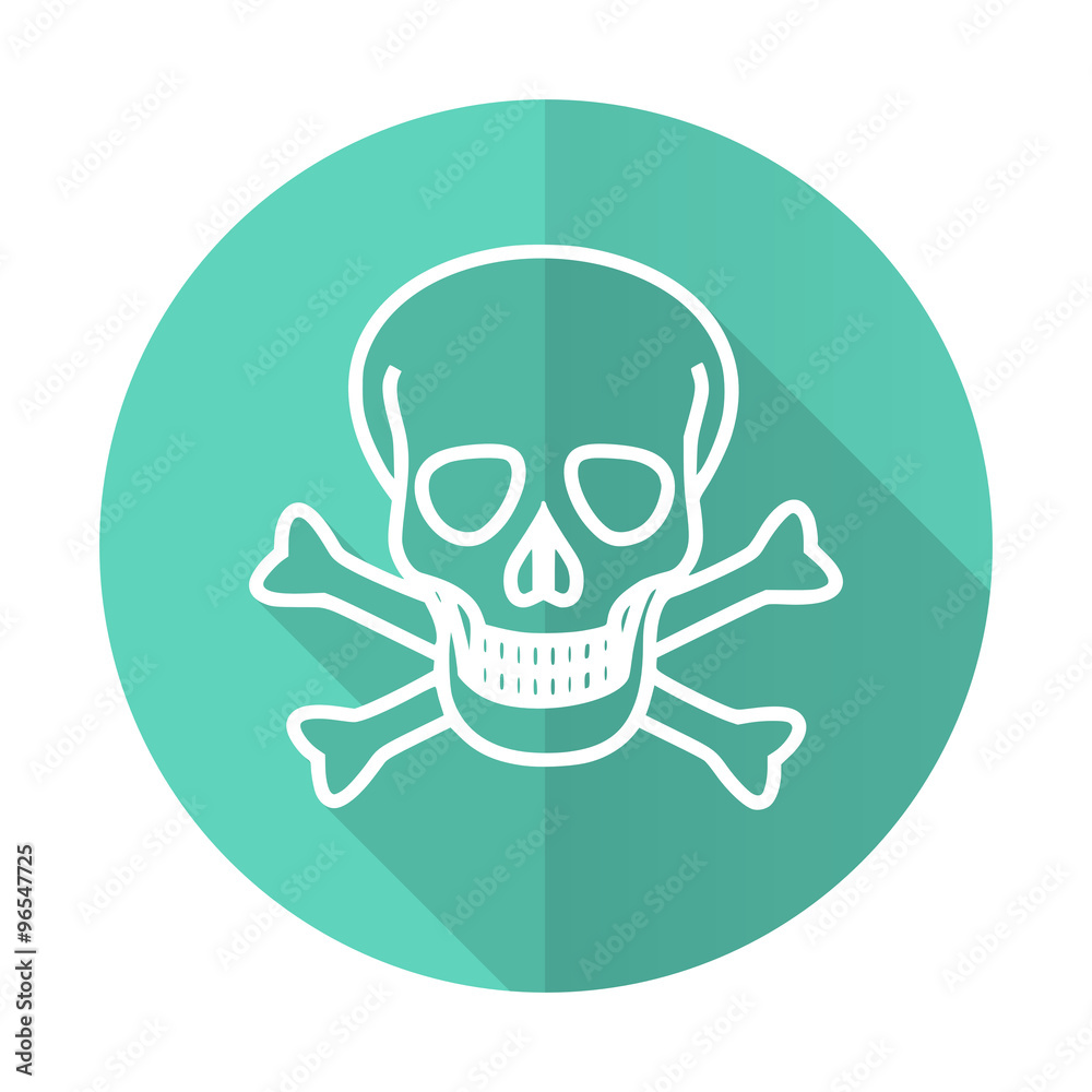 skull blue flat desgn circle icon with long shadow on white background skull blue flat desgn circle icon with long shadow on white background