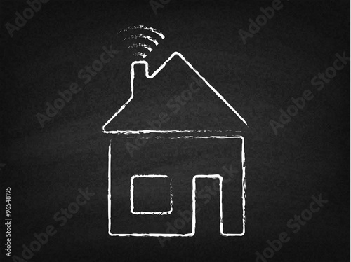 House with wi fi sign drawn chalk on blackboard