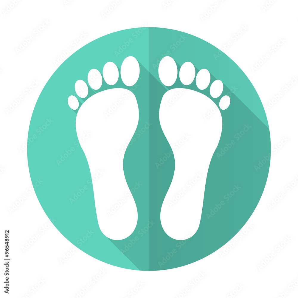 foot blue flat desgn circle icon with long shadow on white background foot blue flat desgn circle icon with long shadow on white background