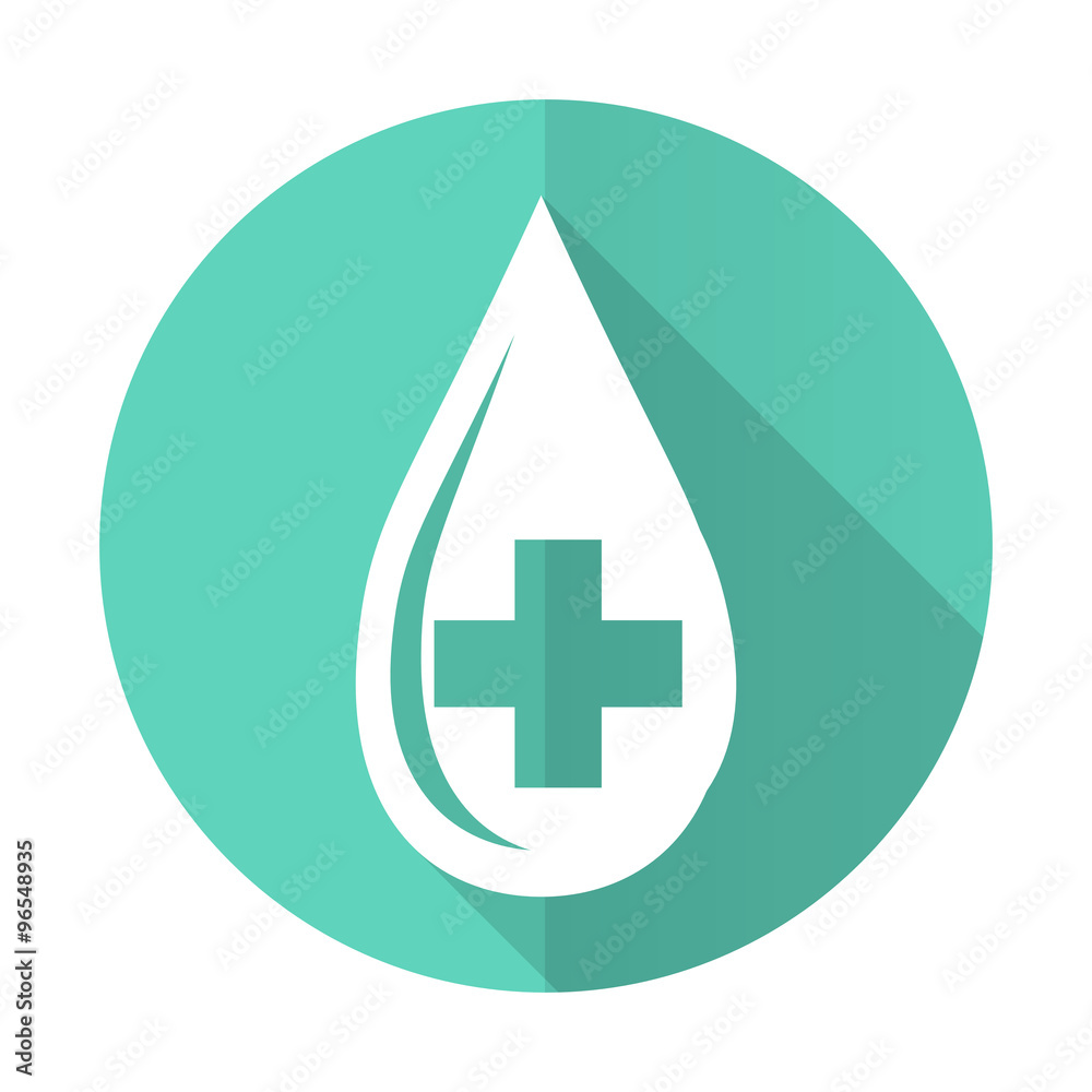 blood blue flat desgn circle icon with long shadow on white background blood blue flat desgn circle icon with long shadow on white background