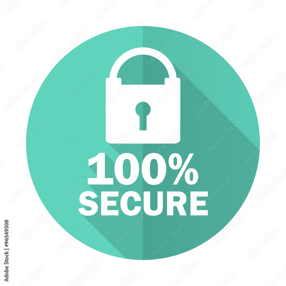 secure blue flat desgn circle icon with long shadow on white background secure blue flat desgn circle icon with long shadow on white background
