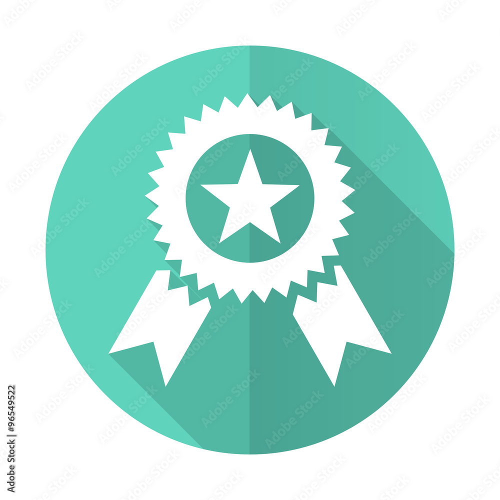 award blue flat desgn circle icon with long shadow on white background award blue flat desgn circle icon with long shadow on white background
