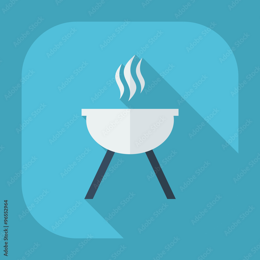 Flat modern design with shadow icons barbecue Flat modern design with shadow icons barbecue