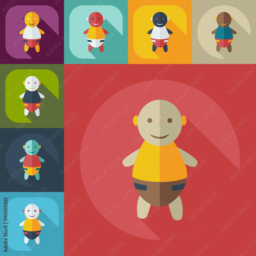 Flat modern design with shadow icons children Flat modern design with shadow icons children