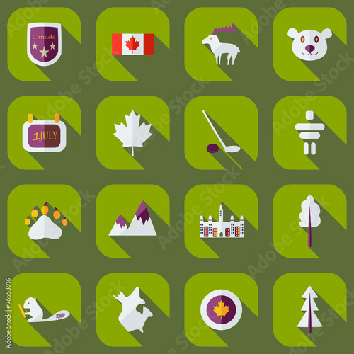 Flat concept, set modern design with shadow kanada