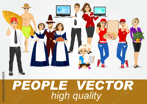 set of diverse people characters 