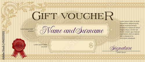 Gift Voucher with Floral Ornament Beige