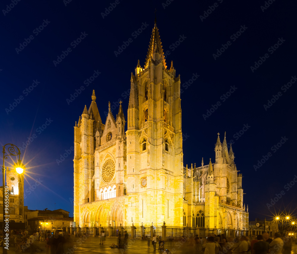 Cathedral of Leon in night